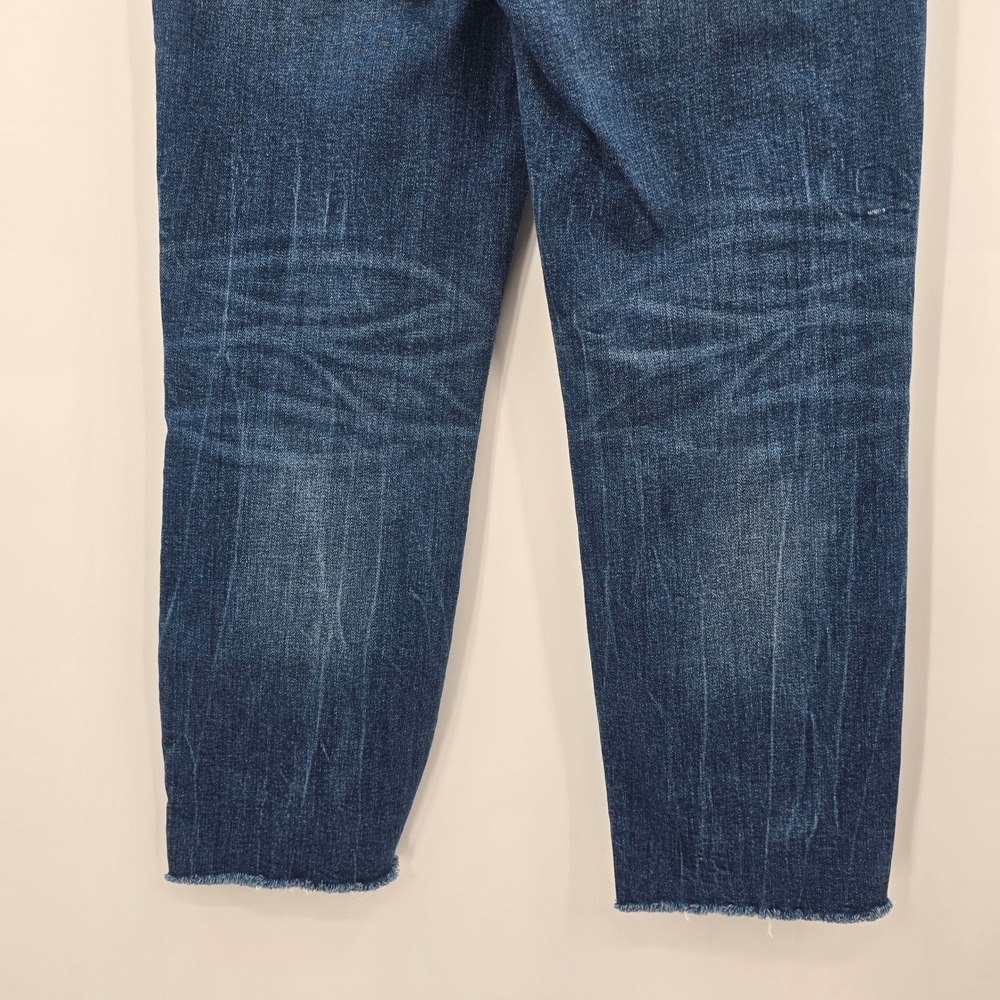 Express Jeans Womens 4 High Waisted Straight Leg Distressed Raw Hem Blue - Picture 9 of 13
